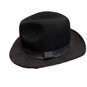 FEDORA H&M Women's Black Hat OS Rancher Western Cowgirl Felt Like Poly Panama